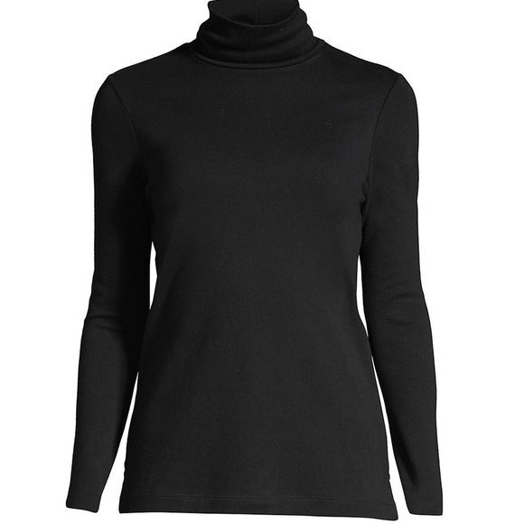 Lands End Plus Size Cotton Turtleneck Top in Black - Picture 3 of 8